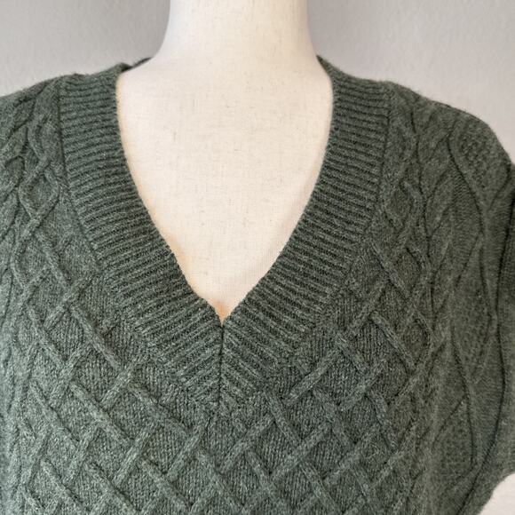 Madewell Womens Cable Knit V-Neck Sweater Vest Size XS Forest Green Wool Blend - Picture 3 of 9